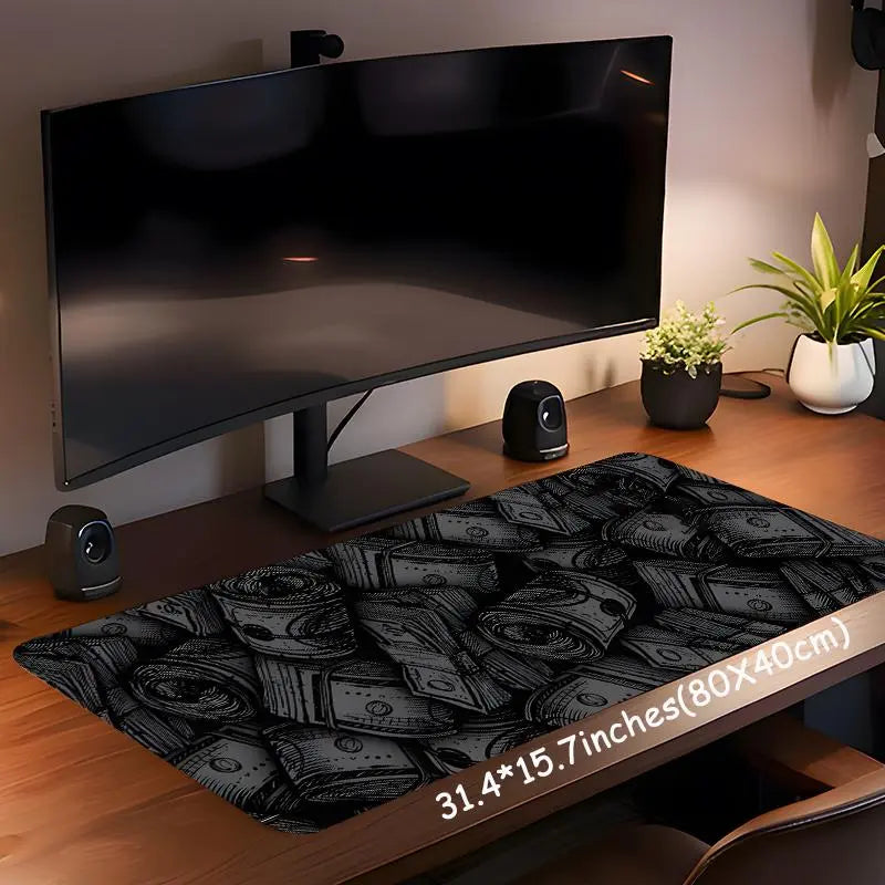 Money Pattern Desk Mat, Large Gaming Mouse Pad, Aesthetic Desktop Protection Pad, Non-Slip Home Office Work Mat, Suitable for Laptop & Desktop Computer Games, Desktop Accessory, Office Desk Accessories, Mouse Pads for Desk