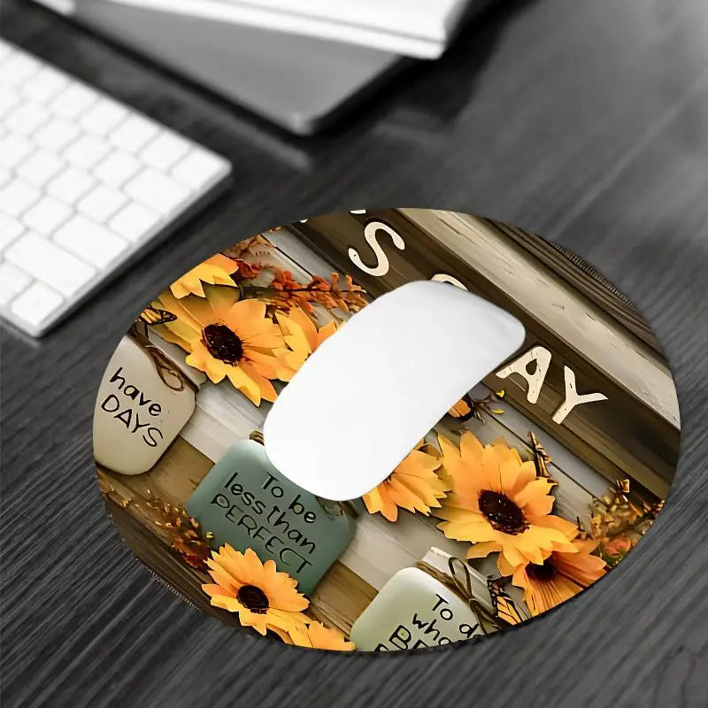 Sunflower & Letter Pattern Desk Mat, Rectangle Gaming Mouse Pad, Non-slip Rubber Pad, Decorative Desk Mat for Home Office, Desk Accessories, Fun Desk Accessories