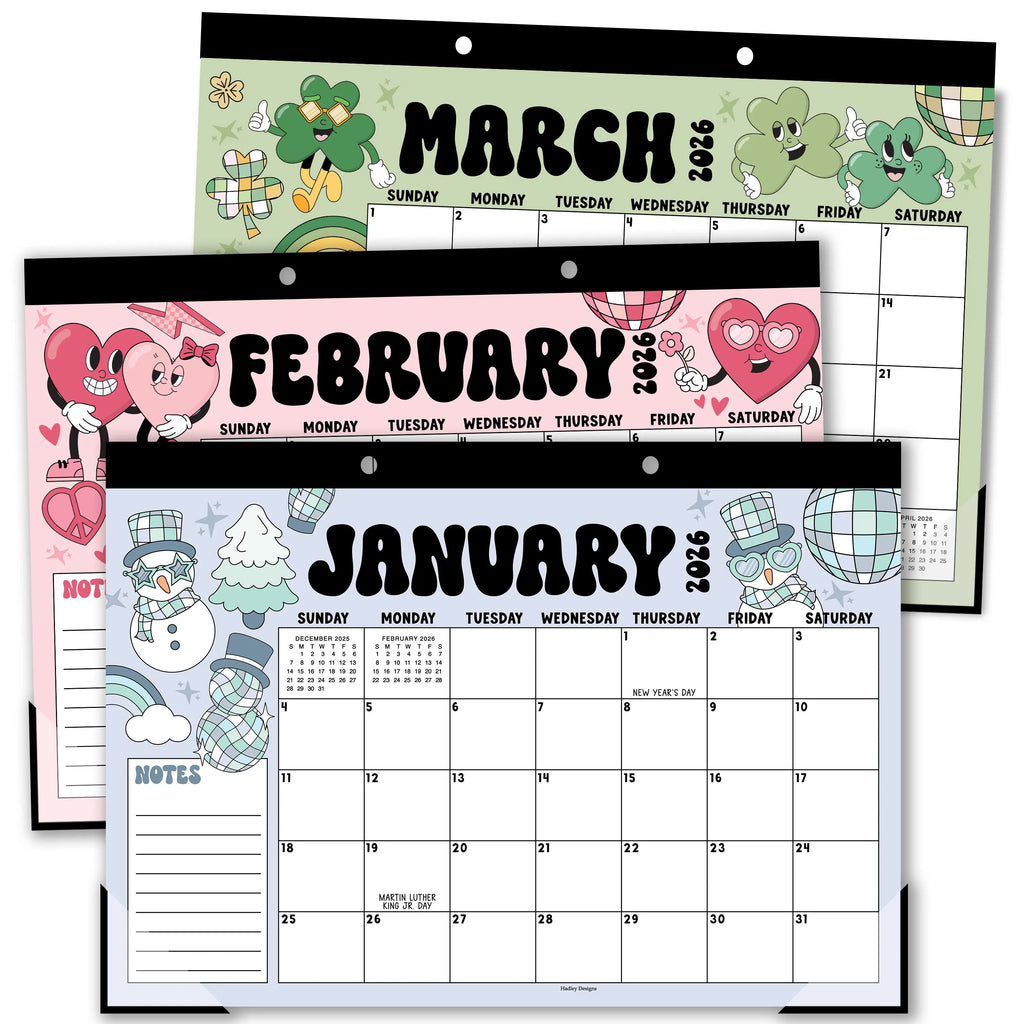 Hadley Designs 2026-2027 18-Month 11x17 in Desk Calendar - Teacher Planner, Office Accessories, Office Stationery, Monthly Grids, 18-Month Layout for Back to School Planning