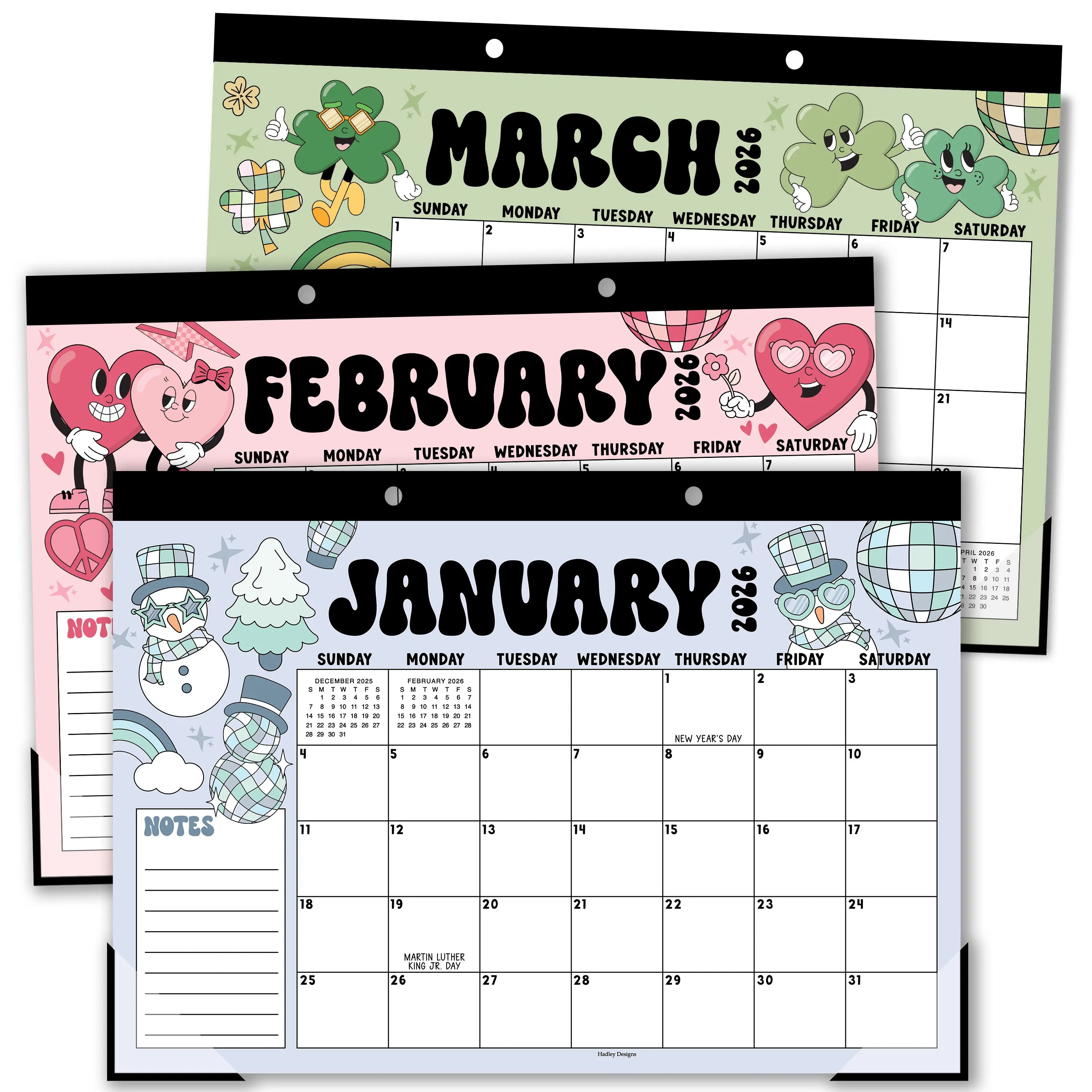 Hadley Designs 2026-2027 18-Month 11x17 in Desk Calendar - Teacher Planner, Office Accessories, Office Stationery, Monthly Grids, 18-Month Layout for Back to School Planning