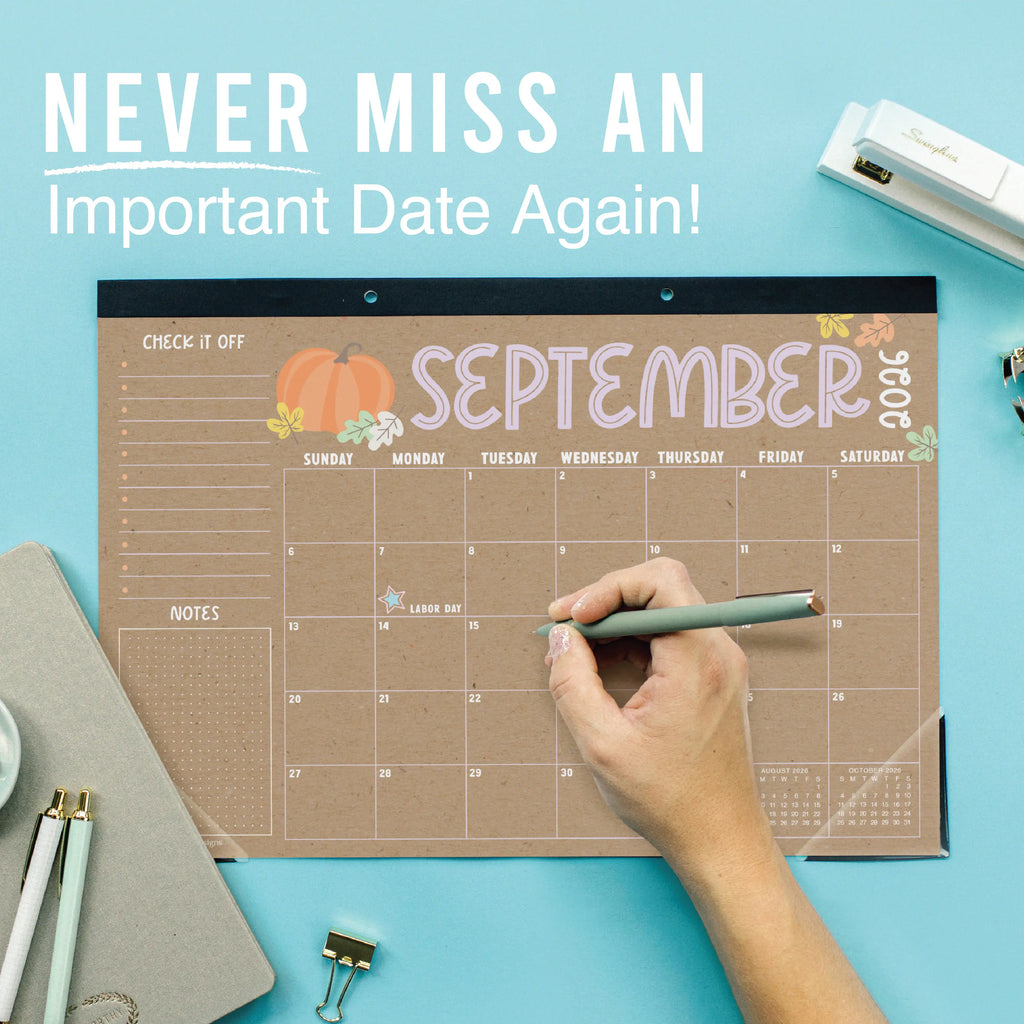 Hadley Designs 2026-2027 18-Month 11x17 in Desk Calendar - Teacher Planner, Office Accessories, Office Stationery, Monthly Grids, 18-Month Layout for Back to School Planning