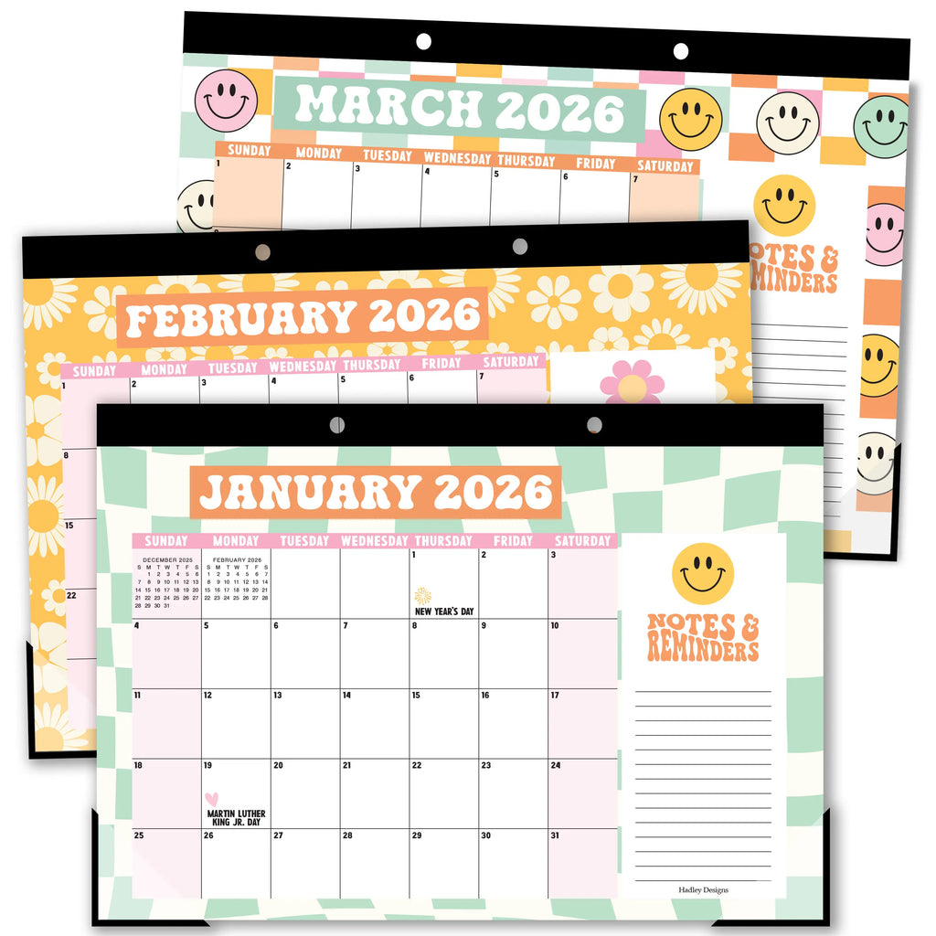 Hadley Designs 2026-2027 18-Month 11x17 in Desk Calendar - Teacher Planner, Office Accessories, Office Stationery, Monthly Grids, 18-Month Layout for Back to School Planning