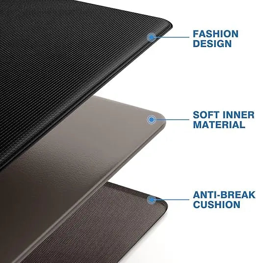 Kitchen Mats, 2PCS Kitchen Rugs, Cushioned Anti Fatigue Kitchen Mats for Floor, Non-Slip Standing Desk Mat, Waterproof  Office,17.3"×30"+17.3"×47",Black