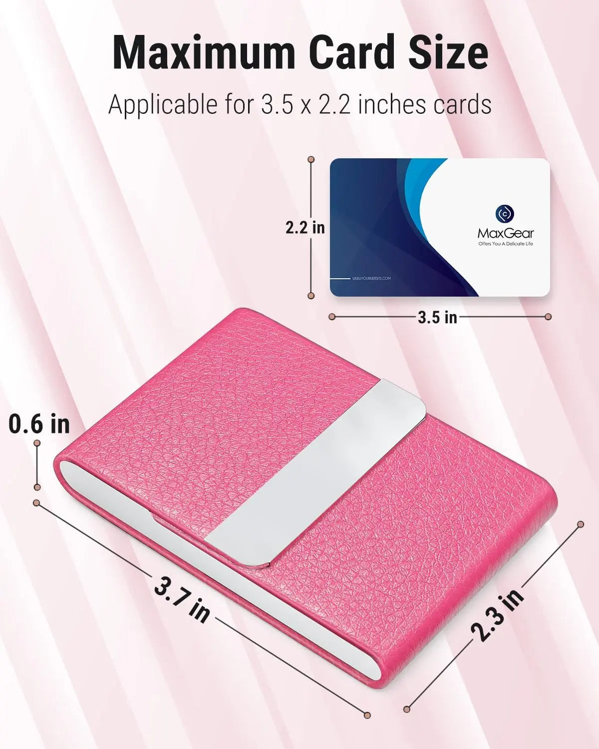 MaxGear Business Card Holder, Slim PU Leather & Stainless Steel Office Accessories, RFID Blocking Name Card Case with Magnetic Closure for Men