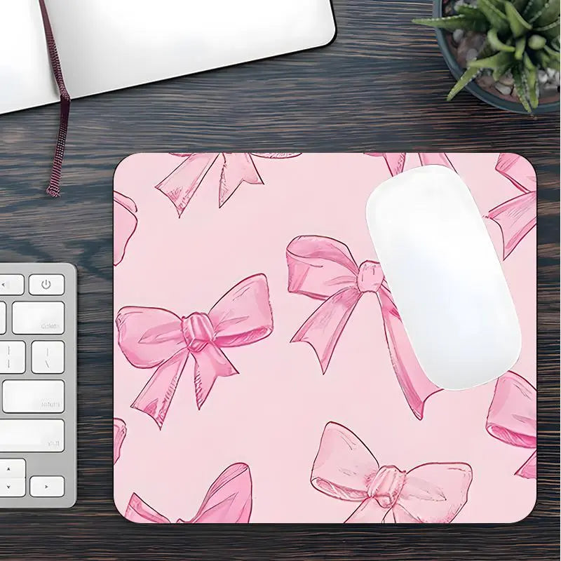 Pink Bow Pattern Desk Mat, Rectangle Gaming Mouse Pad, Non-slip Rubber Pad, Decorative Desk Mat, Cute Desk Accessories for Home Office, Girly Office Supplies, Fun Desk Supplies, Aesthetic Desk Accessories, Desktop Accessory