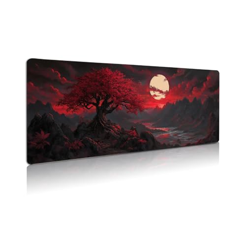 Extended Gaming Mouse Pad, Large Mouse Mat 3 mm Nature Rubber Base Mousepad with Stitched Edges, Non-Slip Desk Mat for Office Home Great Gift 31.5x11.8 Inch (Dark Canyon 5)