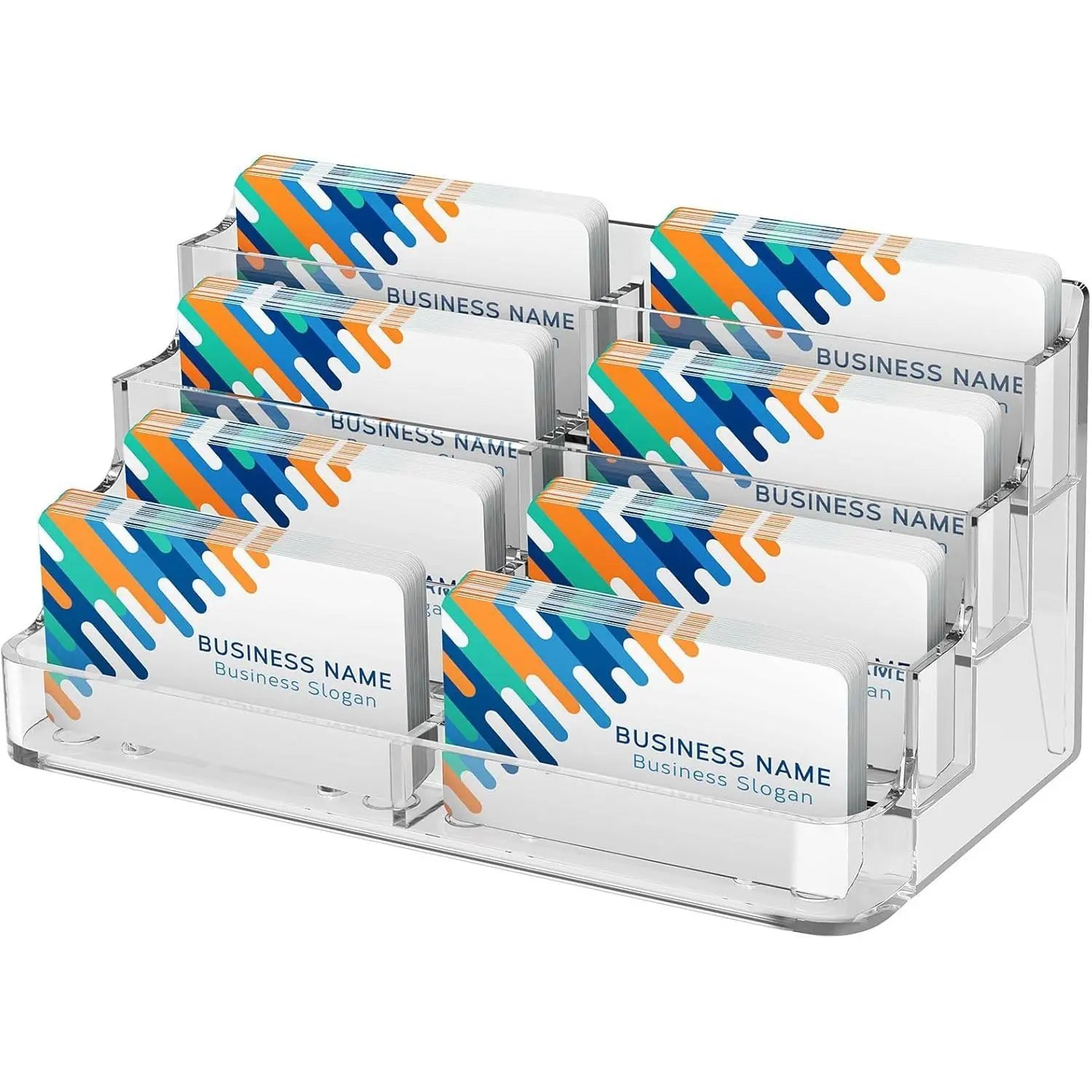 MaxGear 4-Tier Acrylic Business Card Holder - Freestanding Desk Organizer, Acrylic Stand Business Card Holders for Office Reception Countertop