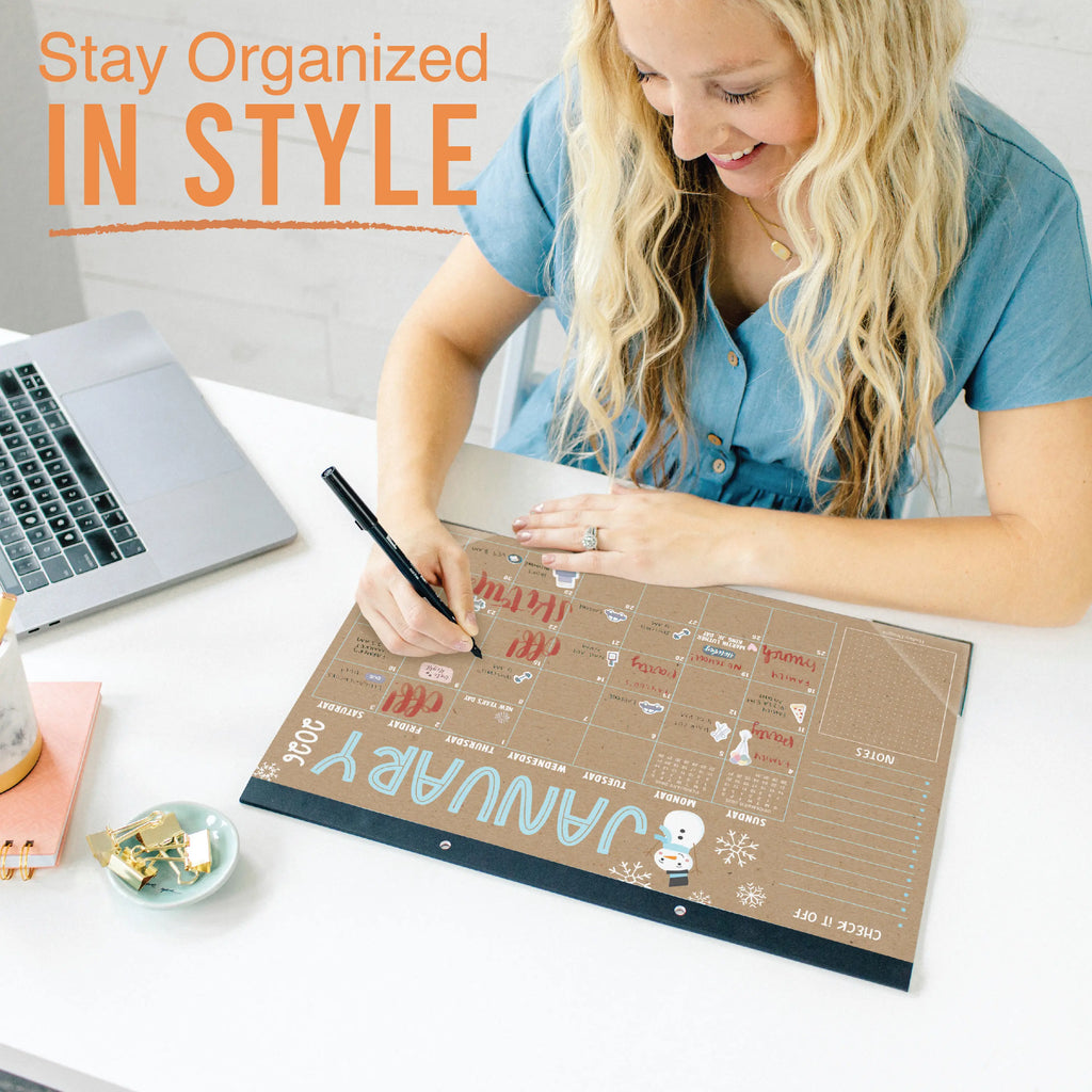 Hadley Designs 2026-2027 18-Month 11x17 in Desk Calendar - Teacher Planner, Office Accessories, Office Stationery, Monthly Grids, 18-Month Layout for Back to School Planning