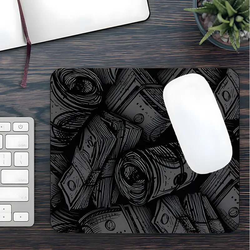 Money Pattern Desk Mat, Large Gaming Mouse Pad, Aesthetic Desktop Protection Pad, Non-Slip Home Office Work Mat, Suitable for Laptop & Desktop Computer Games, Desktop Accessory, Office Desk Accessories, Mouse Pads for Desk
