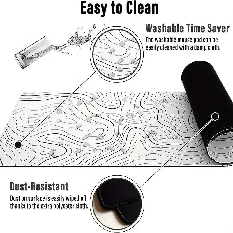 Abstract Topographic Map Gaming Mouse Pad Large Desk Mat XL Keyboard Mousepad 31.5*15.75 in
