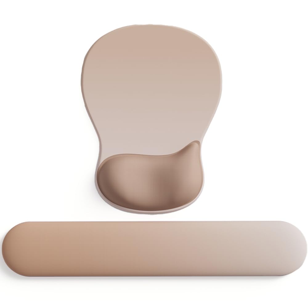 ErgoComfort Gel Wrist Rest Mouse Pad-Ergonomic Office Mousepad with Wrist Support-Non-Slip, Design Desk Accessories Mat for Home&Game Decor (06Mocha Sand)