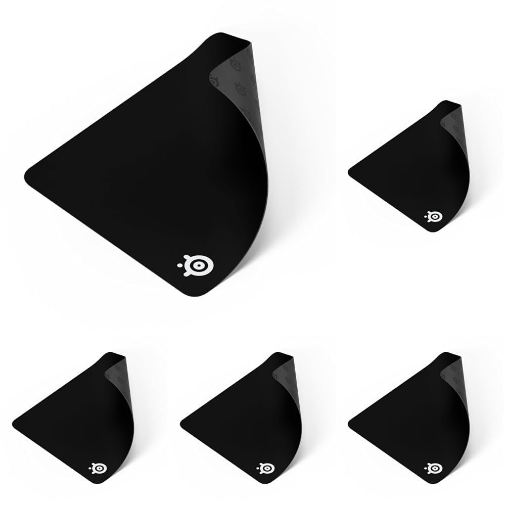 SteelSeries QcK Medium Gaming Mousepad — Black — Non-Slip Silicone Rubber Base — Peak Tracking and Stability — Optimized for Gaming Sensors — 320 mm x 270 mm — FPS, MOBAs, RTS, MMO