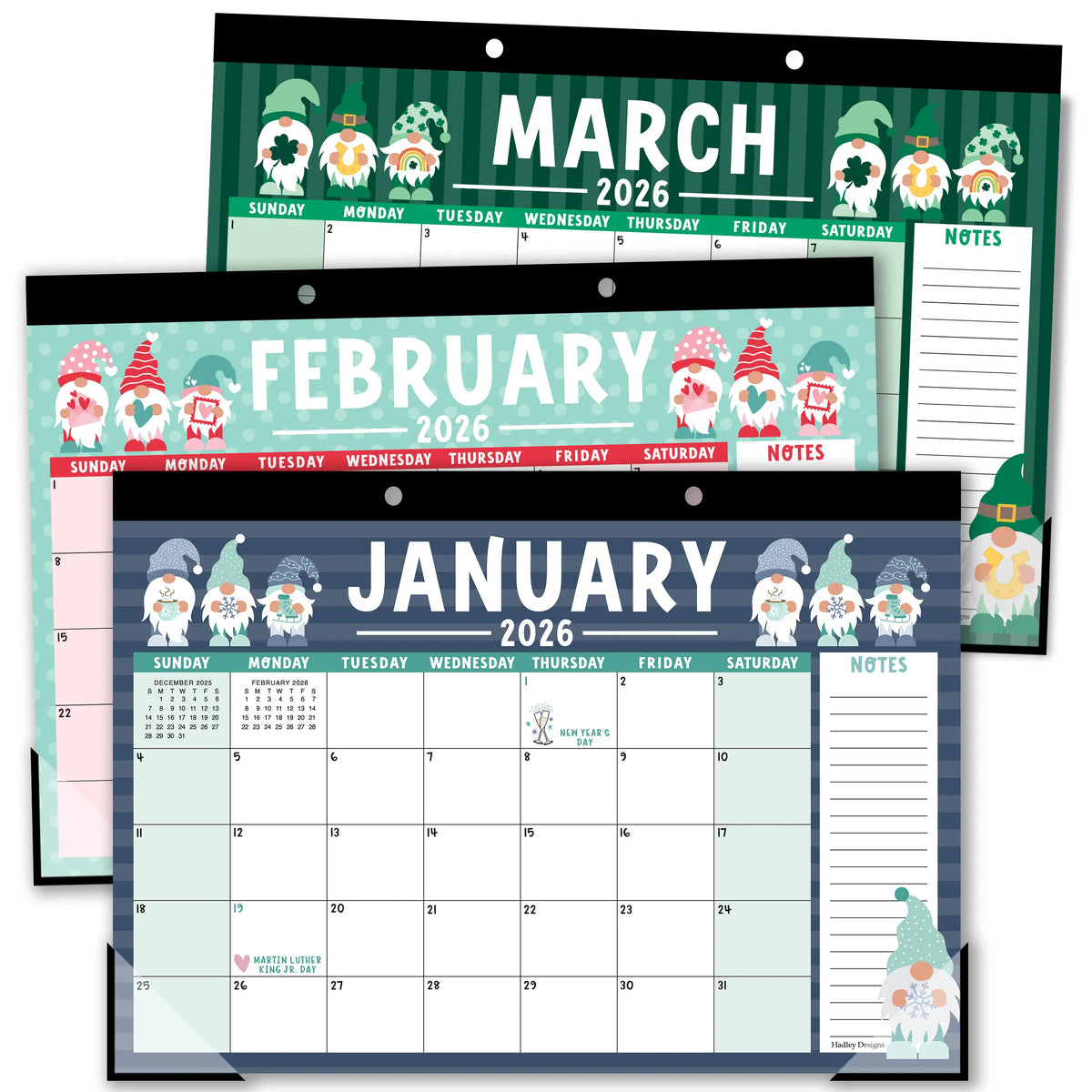 Hadley Designs 2026-2027 18-Month 11x17 in Desk Calendar - Teacher Planner, Office Accessories, Office Stationery, Monthly Grids, 18-Month Layout for Back to School Planning