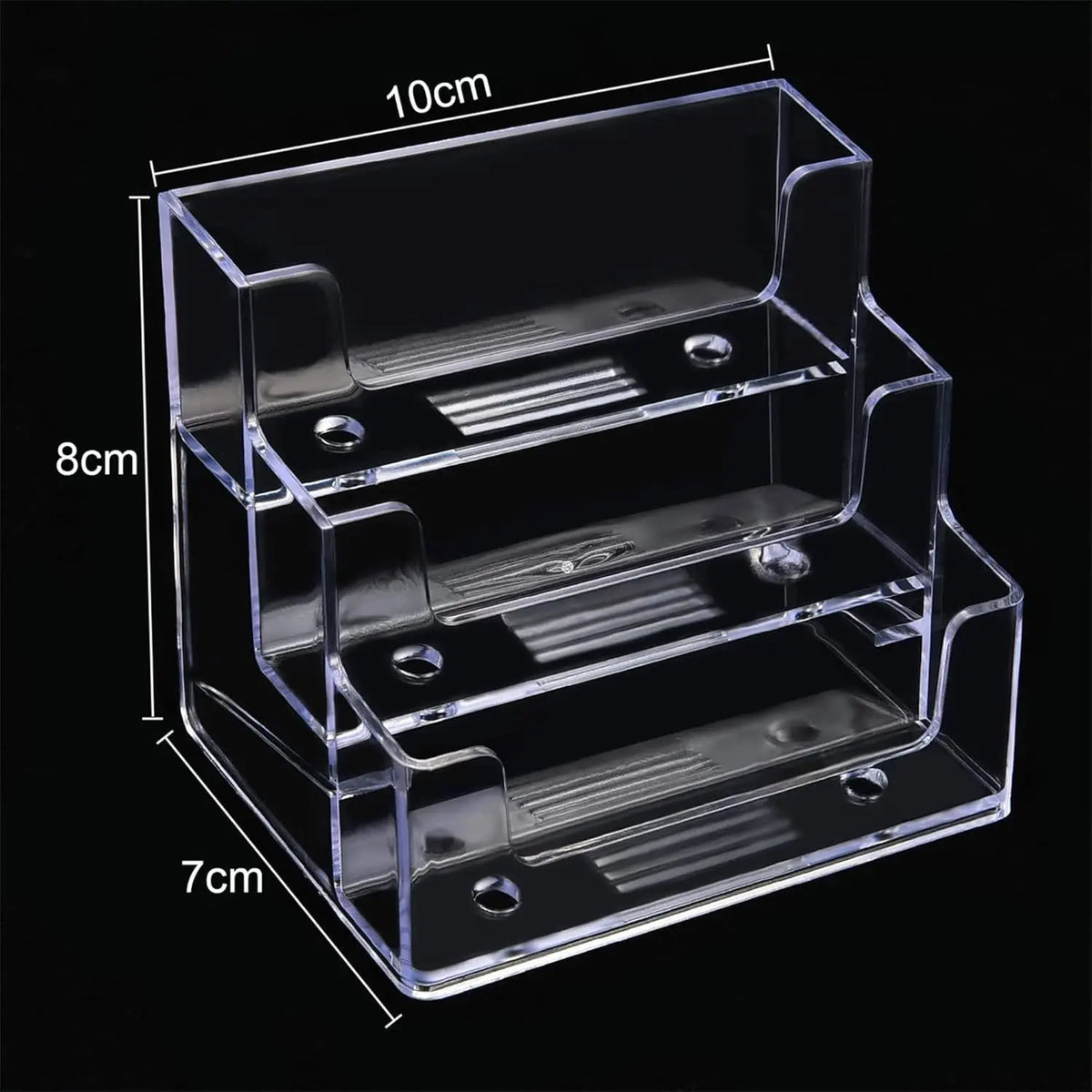 4PCS Business Card Holder for Desk 3 Tiers Clear Acrylic Stand for Business Card Organizer Storage Holder Display for Office and Company, 180 Cards Capacity