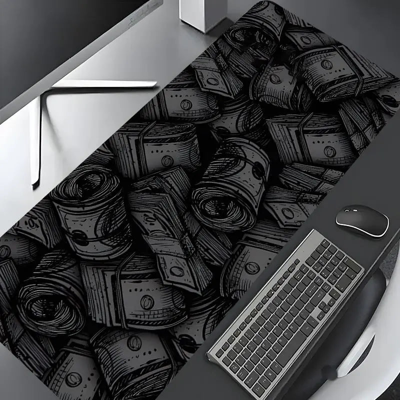 Money Pattern Desk Mat, Large Gaming Mouse Pad, Aesthetic Desktop Protection Pad, Non-Slip Home Office Work Mat, Suitable for Laptop & Desktop Computer Games, Desktop Accessory, Office Desk Accessories, Mouse Pads for Desk