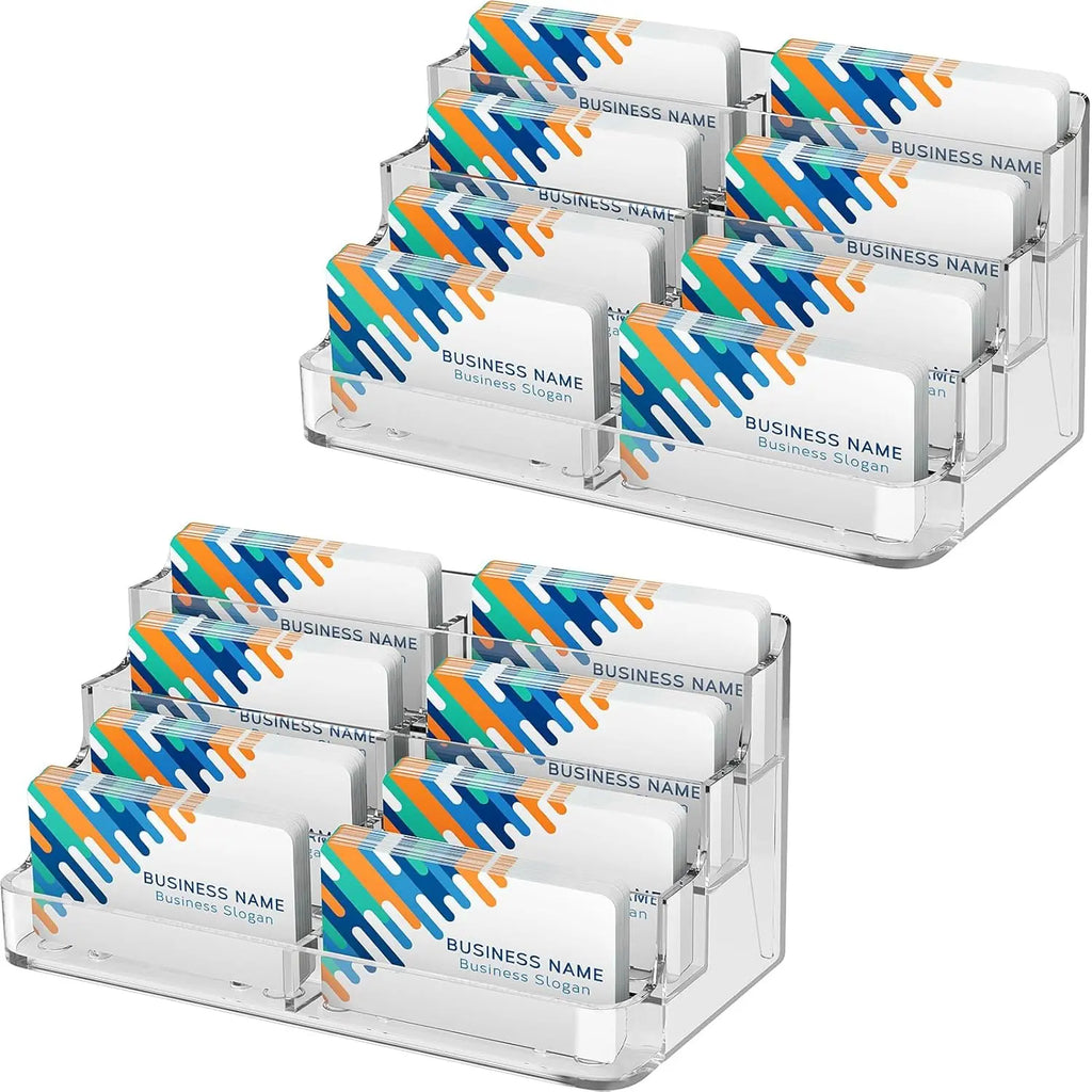 MaxGear 4-Tier Acrylic Business Card Holder - Freestanding Desk Organizer, Acrylic Stand Business Card Holders for Office Reception Countertop