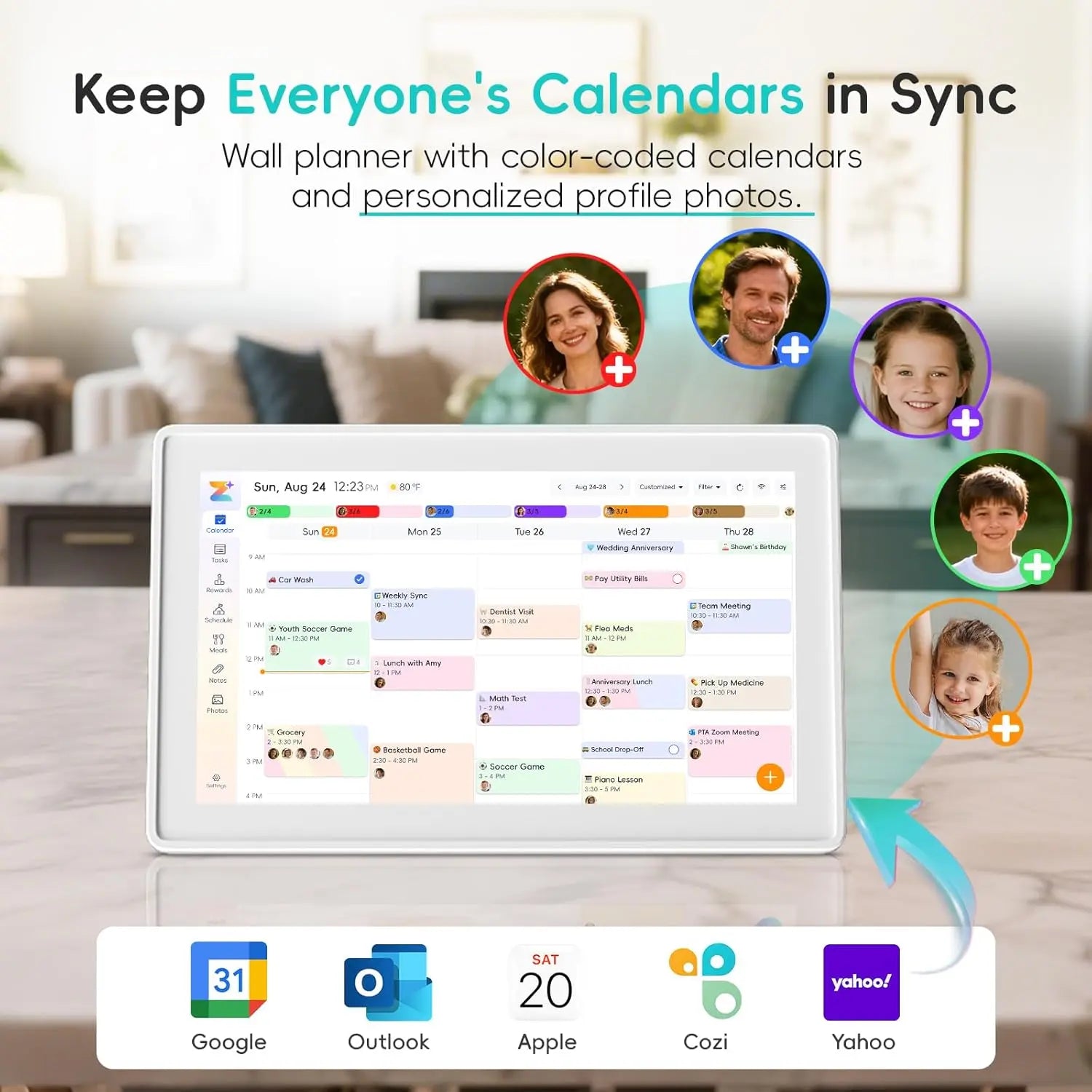 EKoio 10.1" Digital Calendar Frame – Interactive Touchscreen Eletronic Calendars, Smart Family Planner for Schedule, Photo Display, Meals, Chore Chart & Tasks, Wall & Desk Mountable