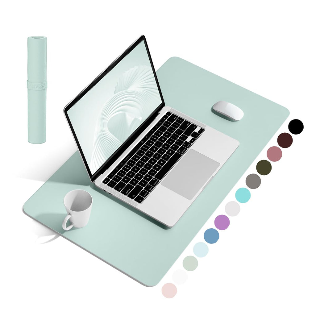 YSAGi Non-Slip Leather Desk Pad, Waterproof Laptop Computer Desk Keyboard Mat, Table Protector Blotter Mat, Large Mouse Pad for Office/Work/Home/Decor(Olive Green, 31.5" x 15.7")