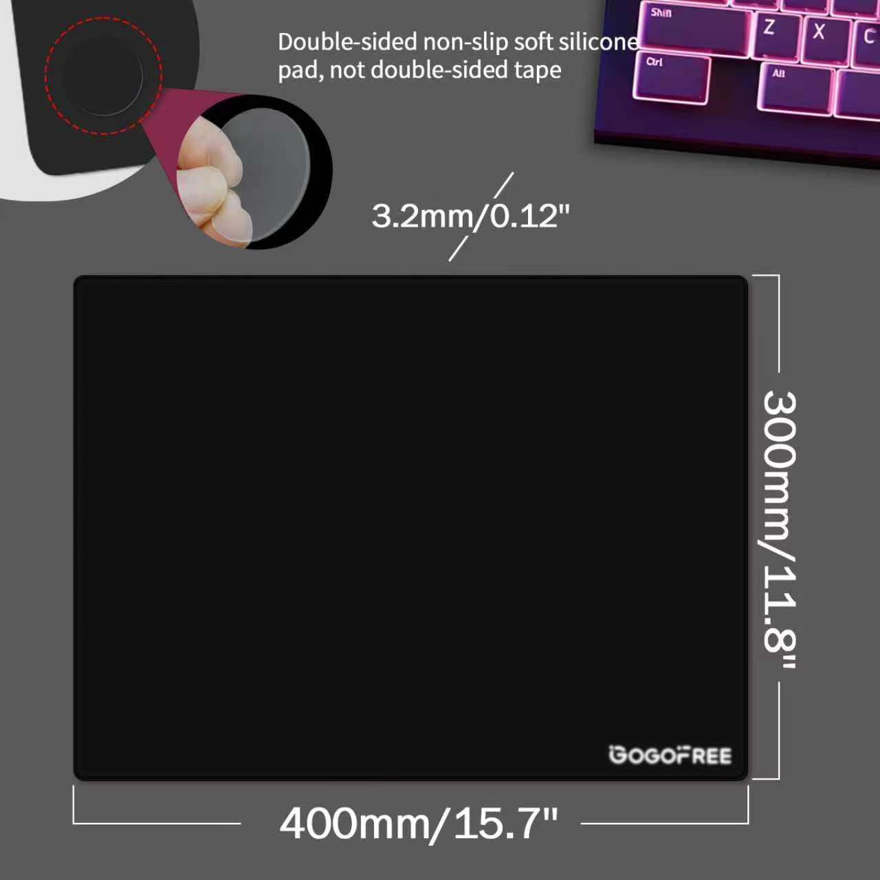 Glass Gaming Mouse Pad, Professional Esport Tempered Glass Mouse Pad Ultra-Smooth Micro-Etched Surface for Top Speed and Control,Hard Mousepad Black (15.7'' x 11.8'')