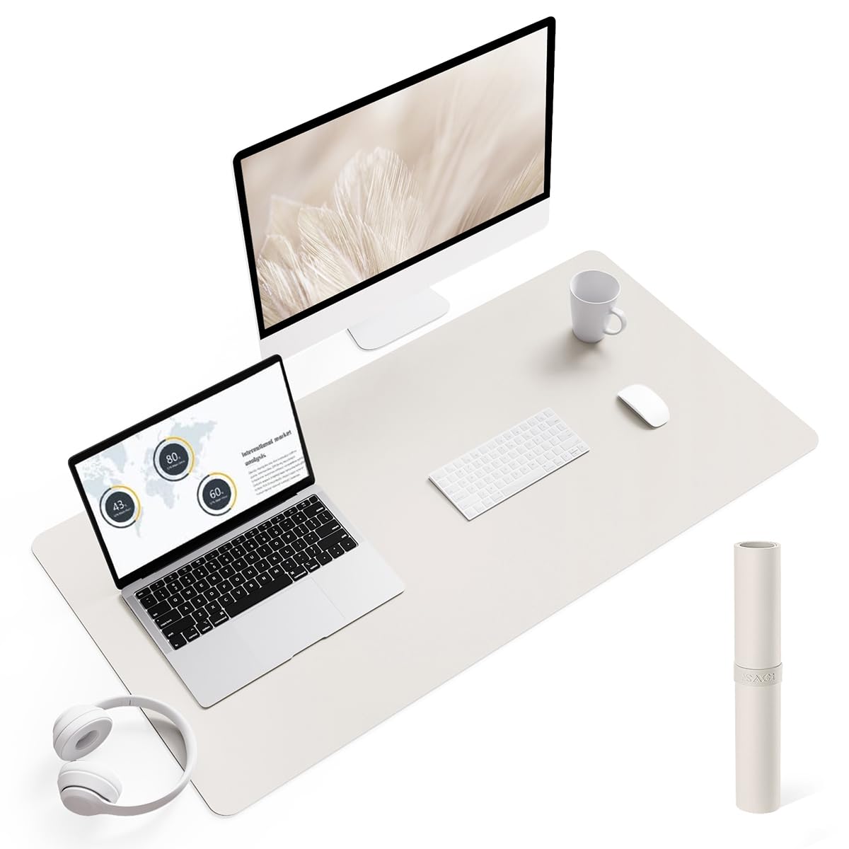 YSAGi Non-Slip Leather Desk Pad, Waterproof Laptop Computer Desk Keyboard Mat, Table Protector Blotter Mat, Large Mouse Pad for Office/Work/Home/Decor(Olive Green, 31.5" x 15.7")