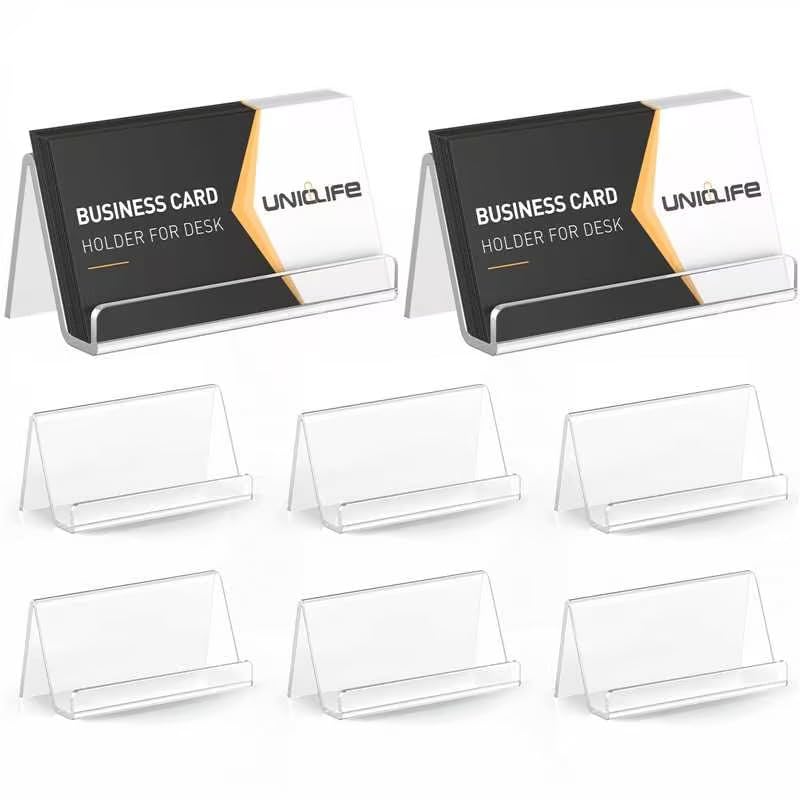 Uniclife 4 Pack Acrylic Business Card Holder for Desk, 50 Card Capacity