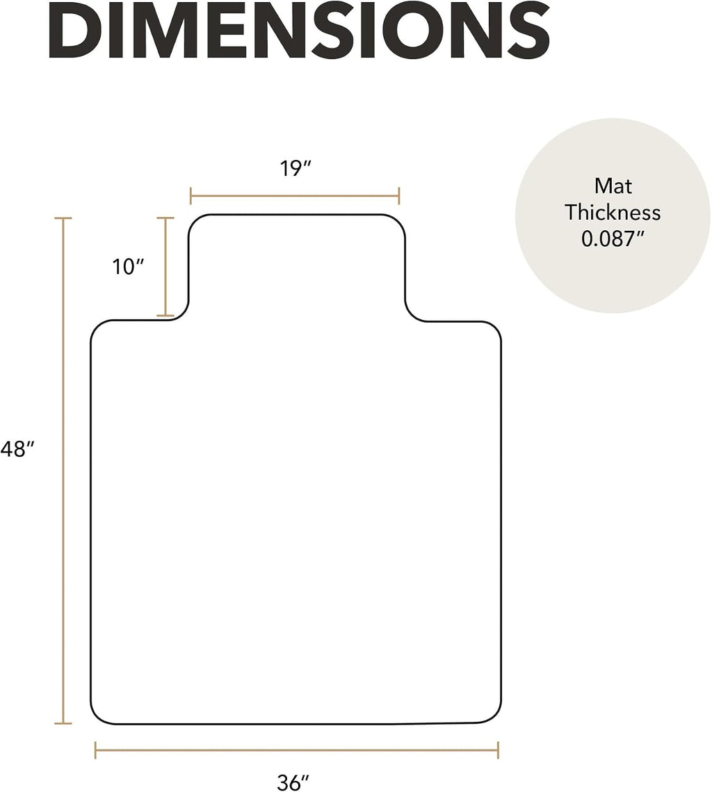 HON Office Chair Mat for Carpet, Heavy Duty, Clear Desk Mat, 36 x 48 in