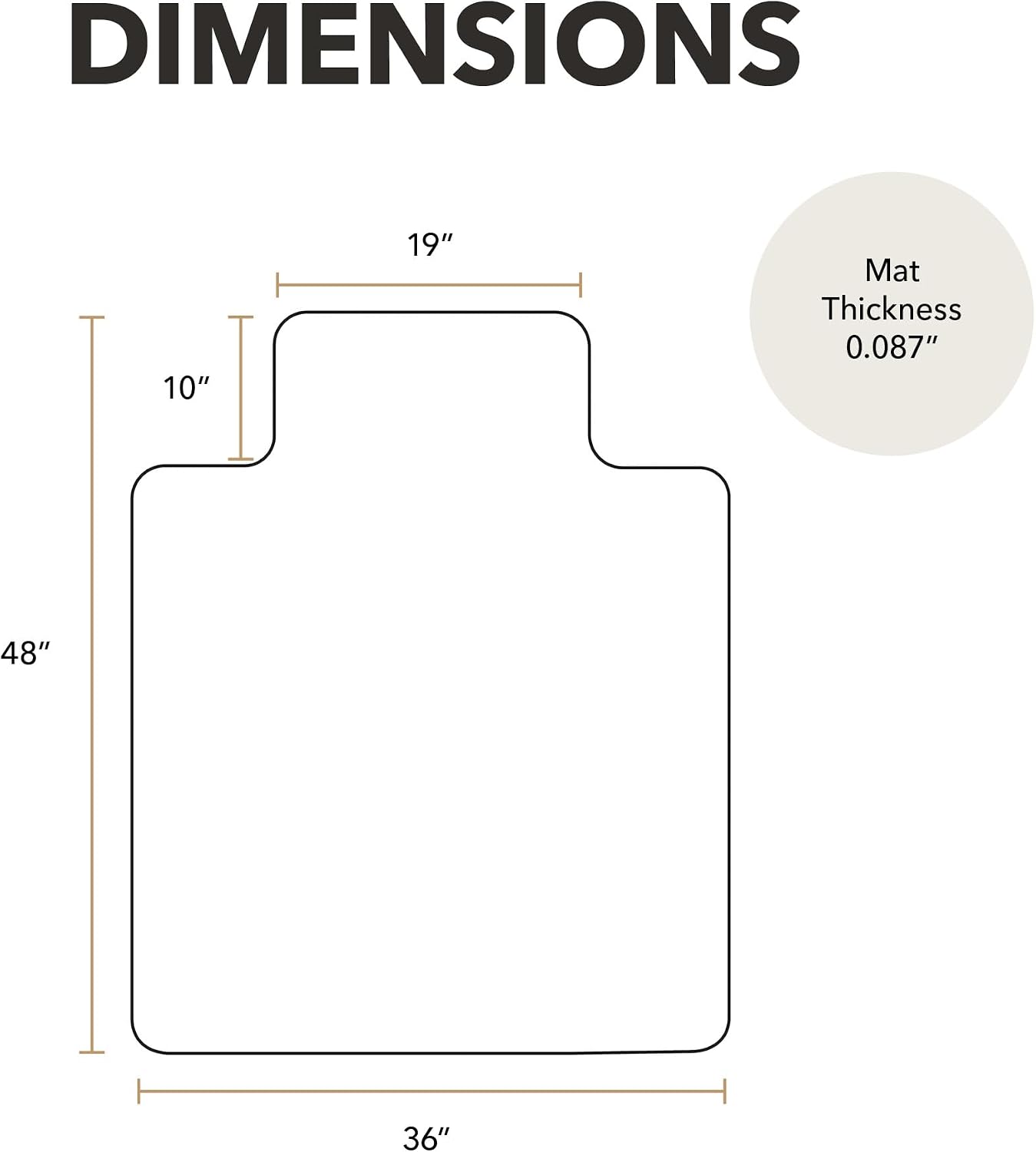 HON Office Chair Mat for Carpet, Heavy Duty, Clear Desk Mat, 36 x 48 in