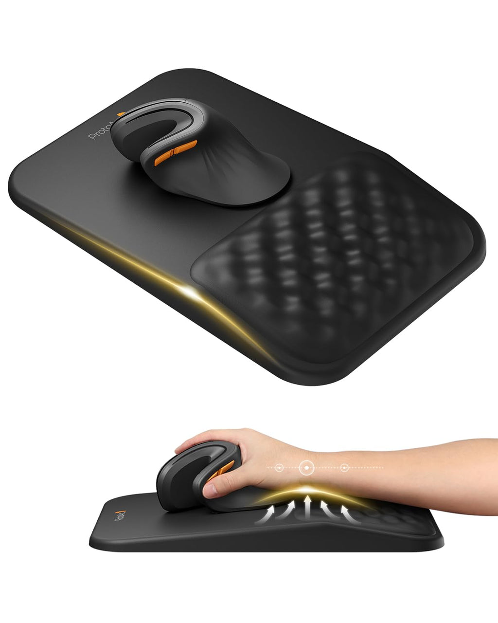 ProtoArc MP50 Ergonomic Mouse Pad with Wrist Support, Lycra Surface, Black