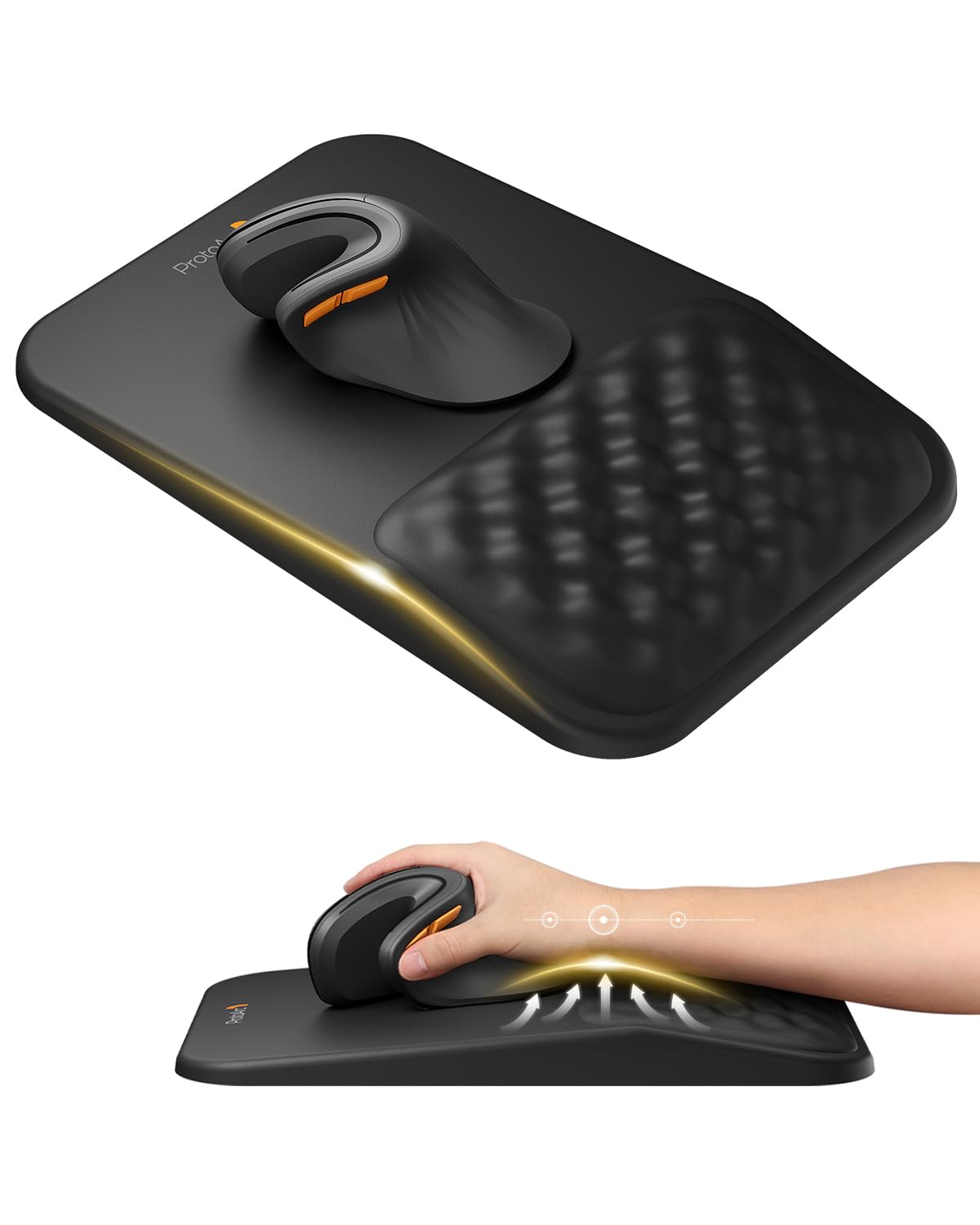ProtoArc MP50 Ergonomic Mouse Pad with Wrist Support, Lycra Surface, Black