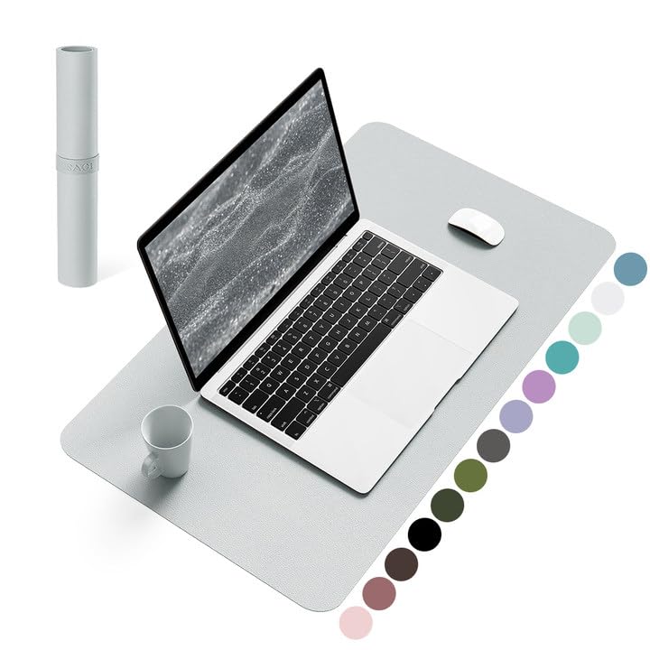 YSAGi Non-Slip Leather Desk Pad, Waterproof Laptop Computer Desk Keyboard Mat, Table Protector Blotter Mat, Large Mouse Pad for Office/Work/Home/Decor(Olive Green, 31.5" x 15.7")