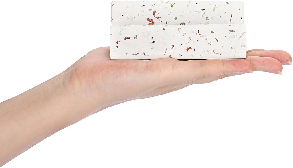 Hipiwe Business Card Holder for Desk Terrazzo Business Card Display Stand