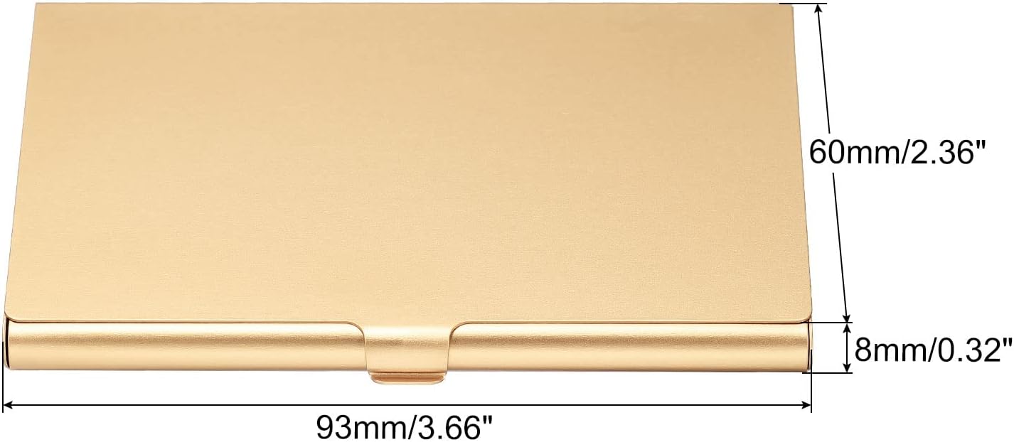 PATIKIL Business Card Holder, Aluminum Alloy Flip Cover Slim Name Cards Case for Women Men, Champagne Gold