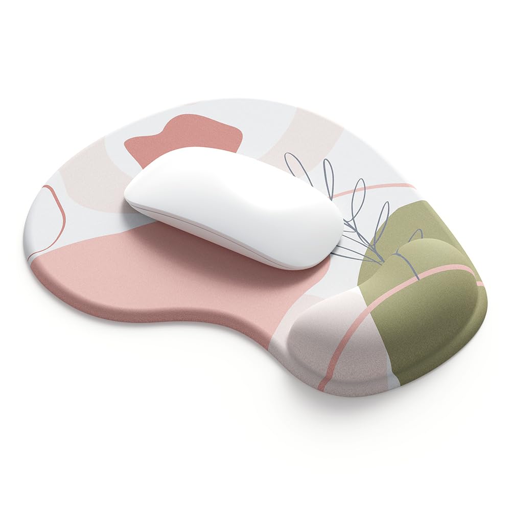 Office Mousepad with Gel Wrist Support - Ergonomic Gaming Desktop Mouse Pad Wrist Rest - Design Gamepad Mat Rubber Base for Laptop Computer -Silicone Non-Slip Special-Textured Surface (01Pink)
