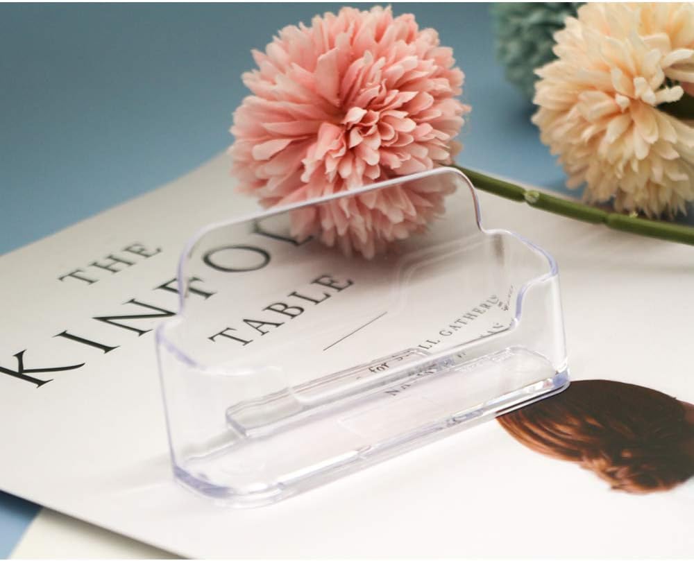 Qizpcer 8 Pack Plastic Business Card Holder - Clear Business Card Case for Desk - Office Acrylic Business Card Stand Display