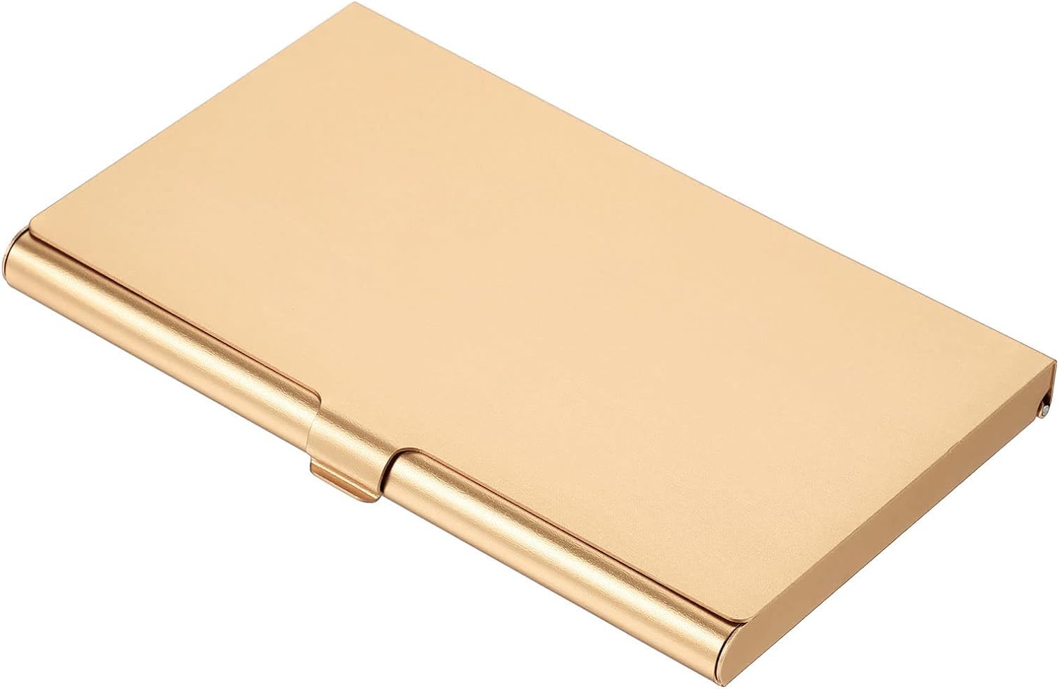 PATIKIL Business Card Holder, Aluminum Alloy Flip Cover Slim Name Cards Case for Women Men, Champagne Gold