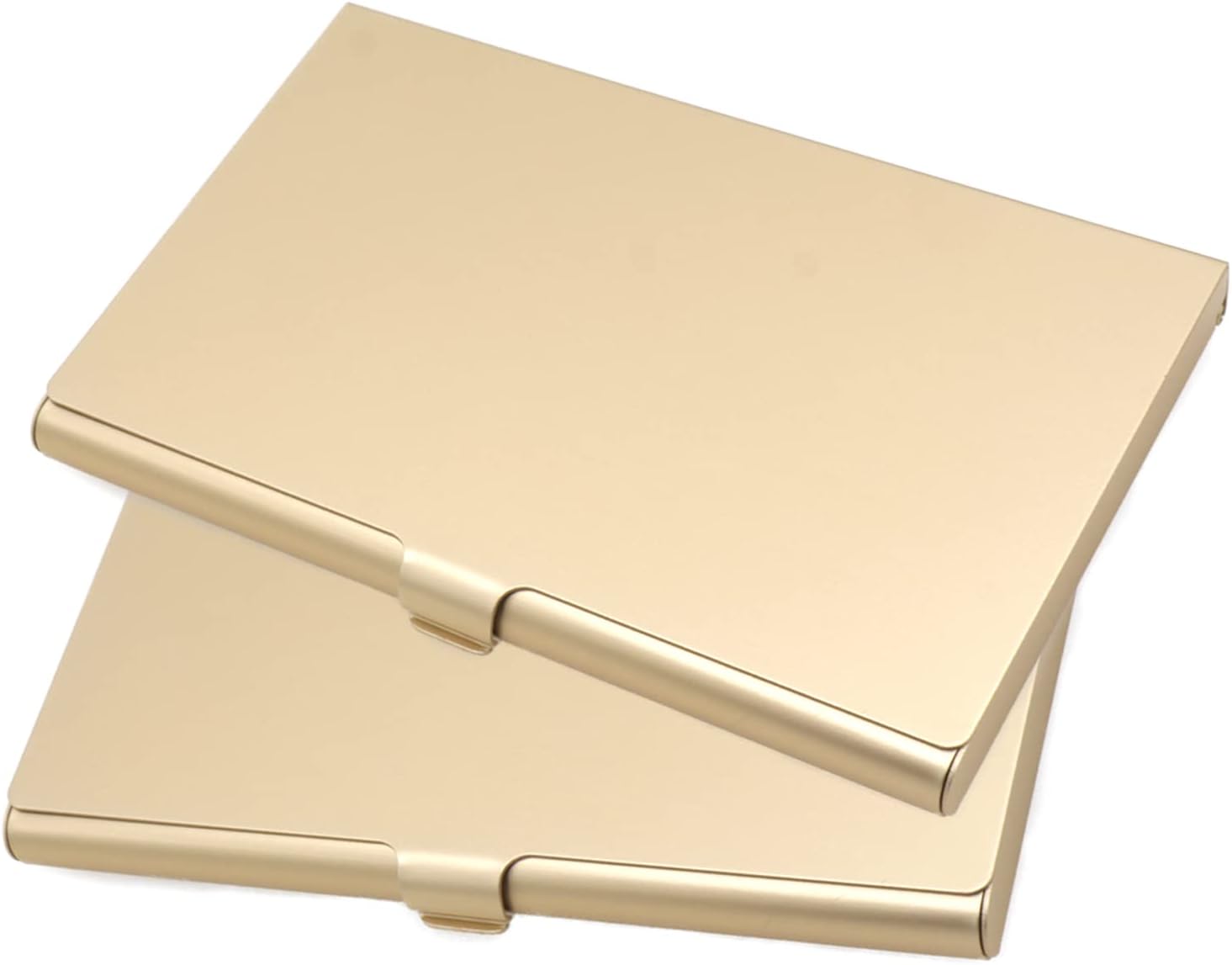 2-Pack Gold Aluminum Business Card Holder Slim Flip Pocket Case
