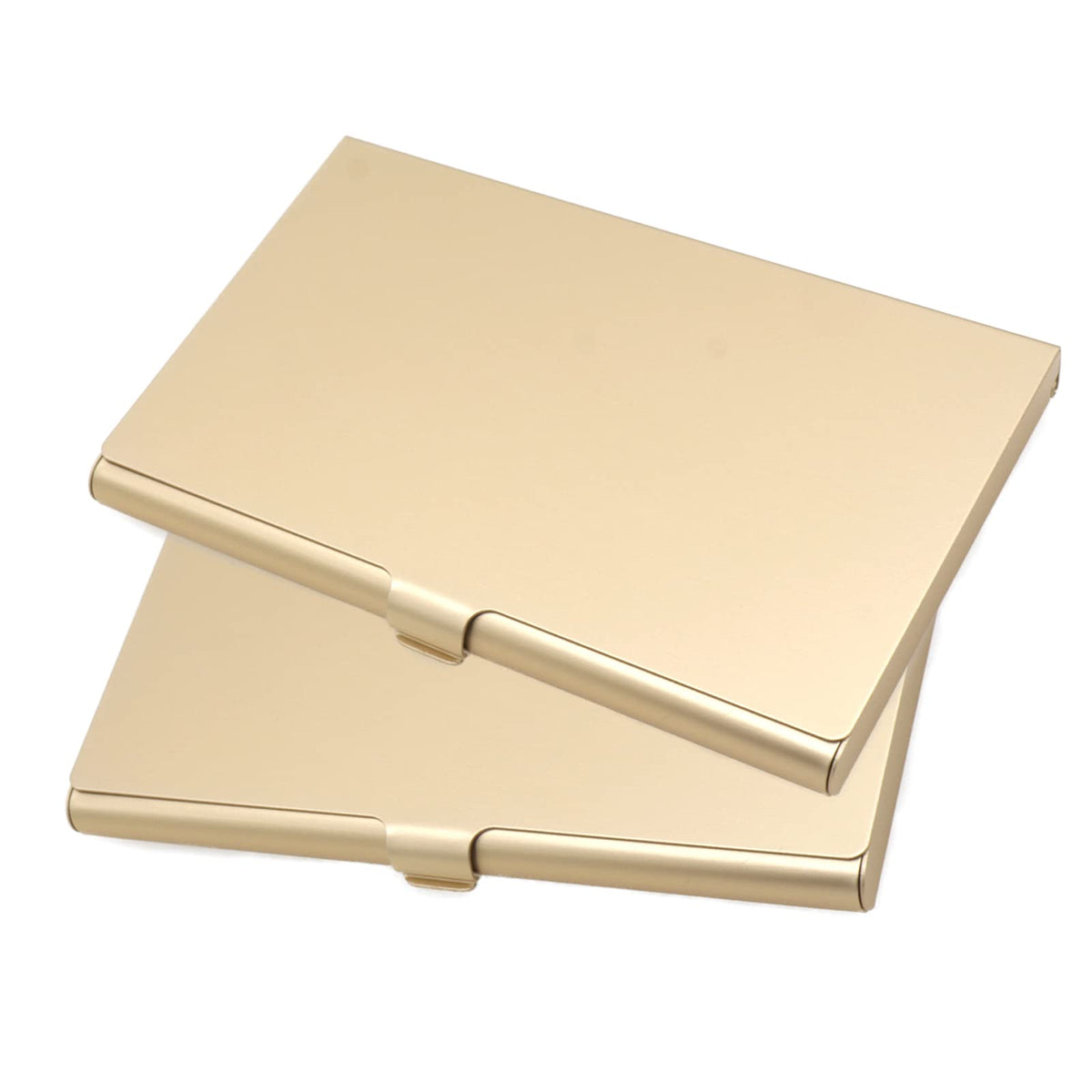 2-Pack Gold Aluminum Business Card Holder Slim Flip Pocket Case