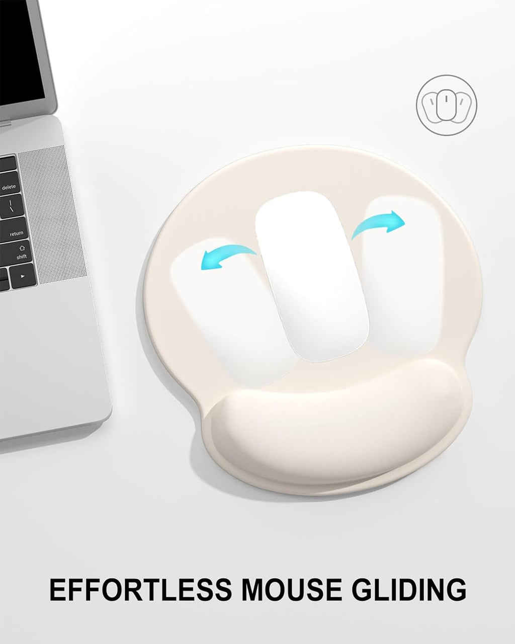 Auhoahsil Ergonomic Mouse Pad with Wrist Rest, Comfortable Silicone Non-Slip Computer Pain Relief Gel Mouse Mat with Wrist Support for Gaming, Work, Office, Women & Men, Cute Pattern, Beige