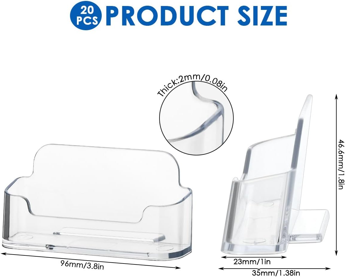 20Pack Acrylic Business Card Holder for Desk, Fits 30-50 Business Cards