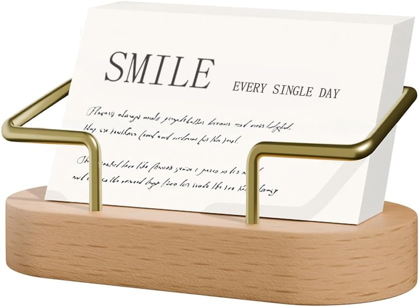 Wooden Business Card Holder for Desk, Office Display Stand and Decor