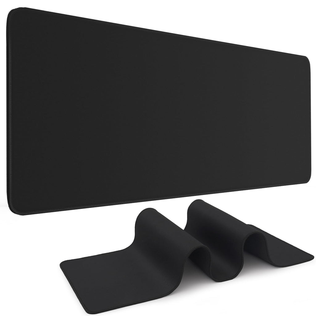 DIGSOM Gaming Mouse Pad, Black with White Topographic Line, 31.5x11.8in