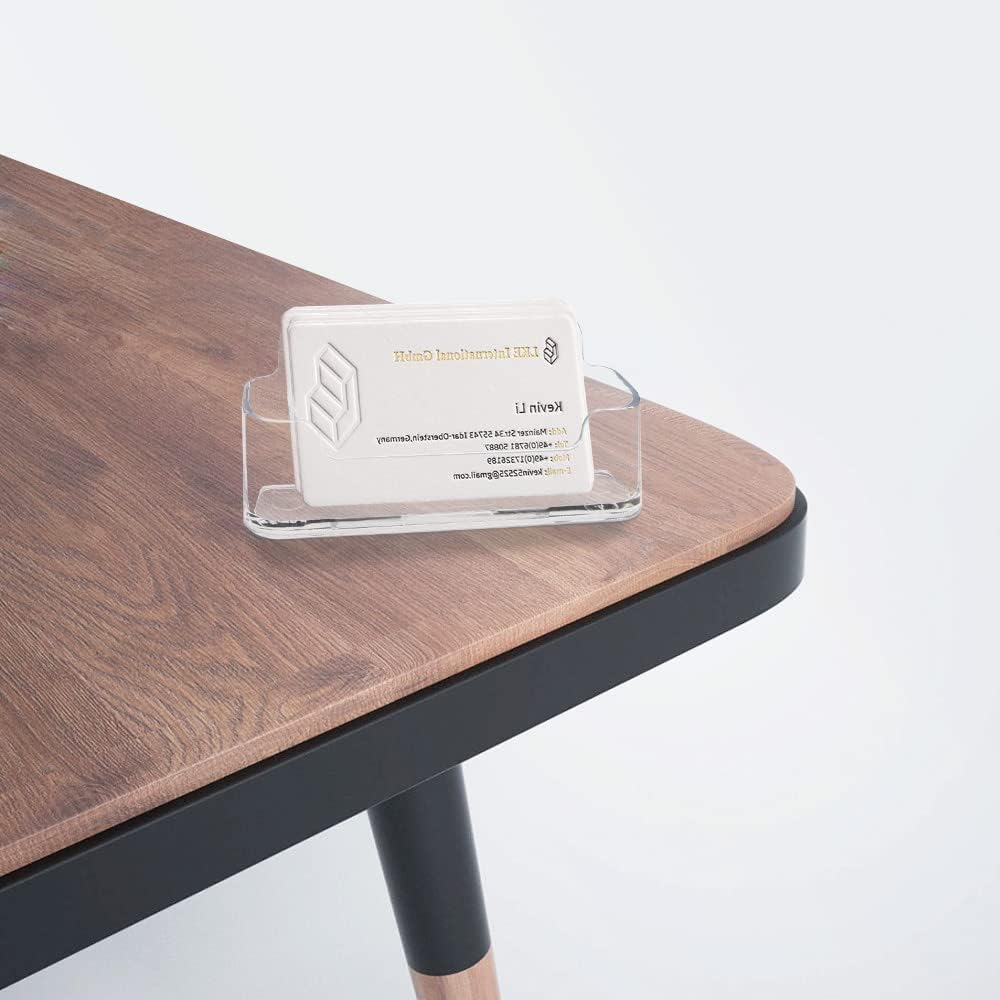 HSYMQ Acrylic Business Card Holder for Desk, Clear Plastic Business Cards Display Holders Stand, Fits 30-50 Business Cards
