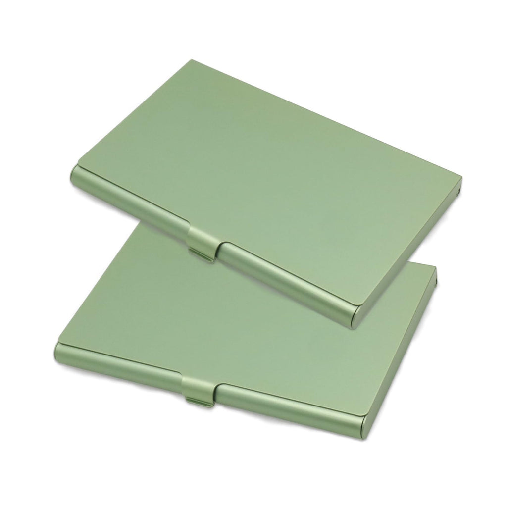 2-Pack Gold Aluminum Business Card Holder Slim Flip Pocket Case