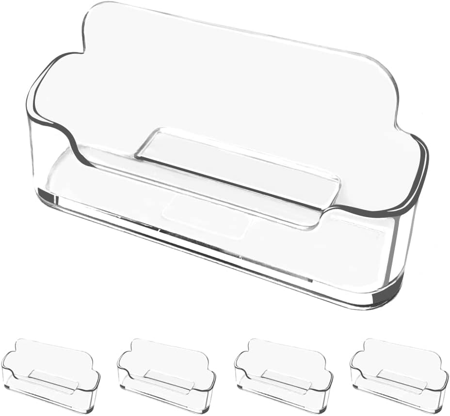 Vrupin Business Card Holder for Desk - 4 Pack Acrylic Business Card Holder , Fits 30-50 Business Cards Display Business Card Stand Desktop Business Card Holders for Exhibition