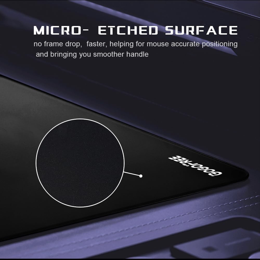 Glass Gaming Mouse Pad, Professional Esport Tempered Glass Mouse Pad Ultra-Smooth Micro-Etched Surface for Top Speed and Control,Hard Mousepad Black (15.7'' x 11.8'')