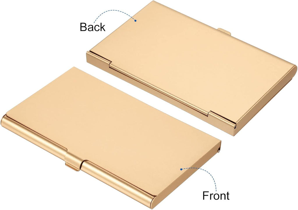 PATIKIL Business Card Holder, Aluminum Alloy Flip Cover Slim Name Cards Case for Women Men, Champagne Gold