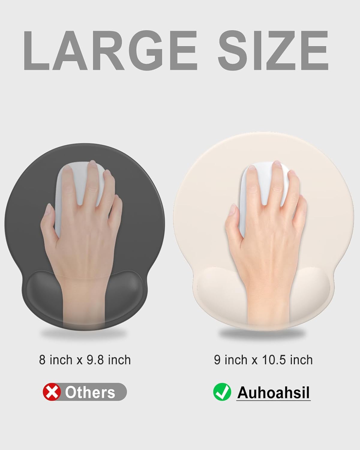 Auhoahsil Ergonomic Mouse Pad with Wrist Rest, Comfortable Silicone Non-Slip Computer Pain Relief Gel Mouse Mat with Wrist Support for Gaming, Work, Office, Women & Men, Cute Pattern, Beige
