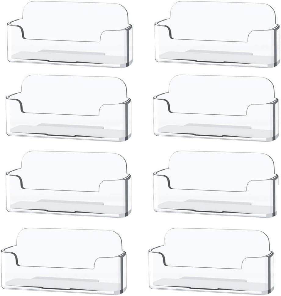 Qizpcer 8 Pack Plastic Business Card Holder - Clear Business Card Case for Desk - Office Acrylic Business Card Stand Display
