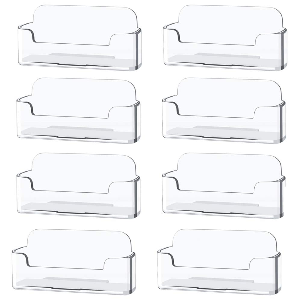 Qizpcer 4 Pack Clear Plastic Business Card Holder,Acrylic Business Card Display for Desk Business Card Stand