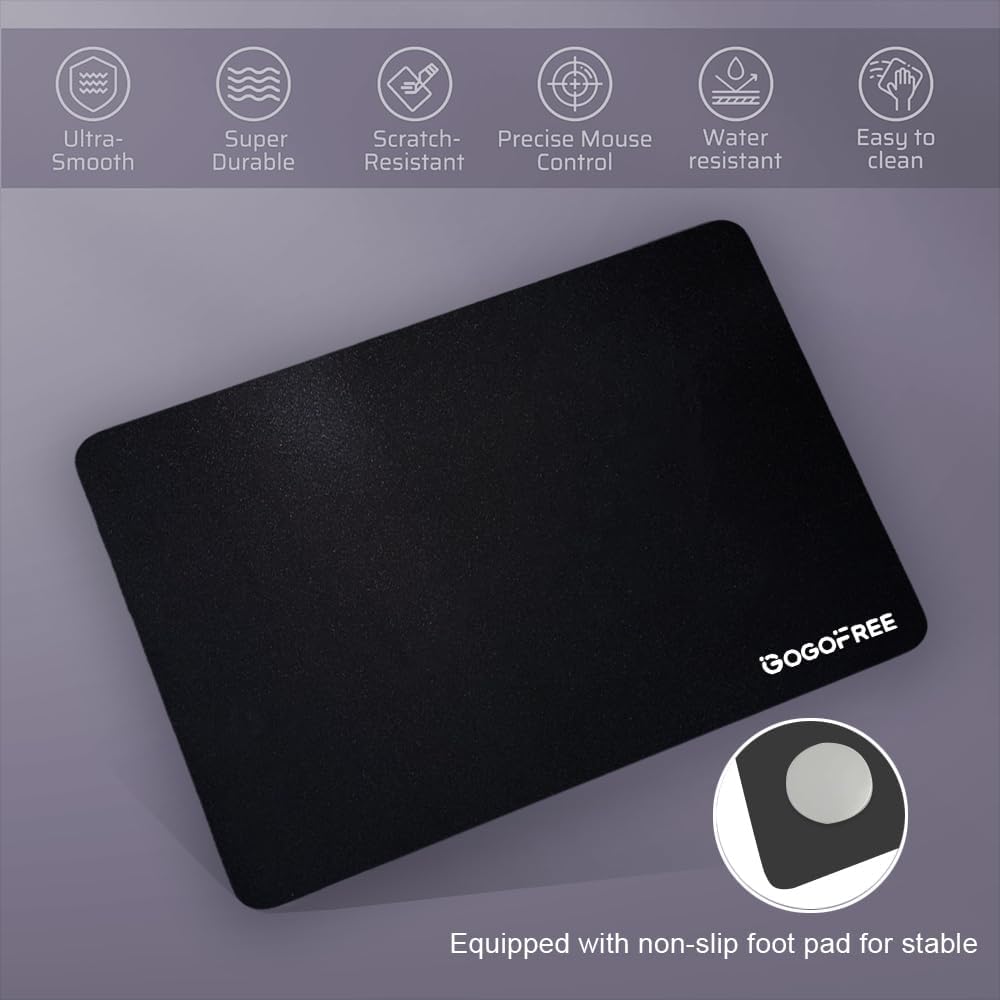 Glass Gaming Mouse Pad, Professional Esport Tempered Glass Mouse Pad Ultra-Smooth Micro-Etched Surface for Top Speed and Control,Hard Mousepad Black (15.7'' x 11.8'')